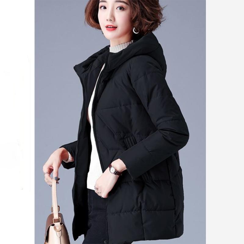 Women's Mid-length Down Jacket Winter Korean Loose Cotton Clothes Casual Hooded Padded Jacket