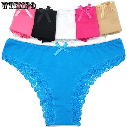 6 Pcs/Lot Pure Cotton Simple Sexy Lace Ladies Underwear Seamless Antibacterial Panties