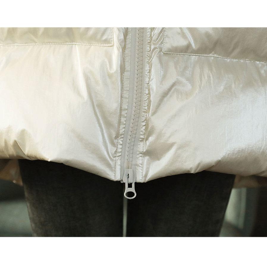 Women's Mid-length Down Jacket Winter Shiny Thickened Waist White Duck Down Jacket