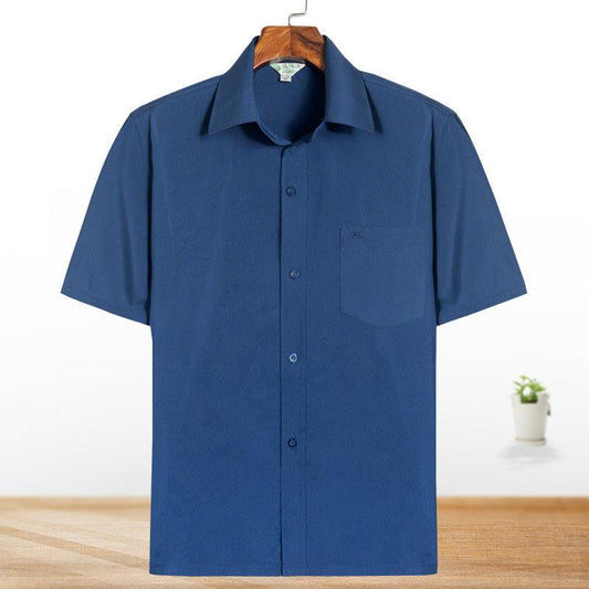 Middle-aged and Elderly Men's Shirts, Summer Thin Short-sleeved Dad Shirts, Solid Color Ice Silk Shirts for The Elderly