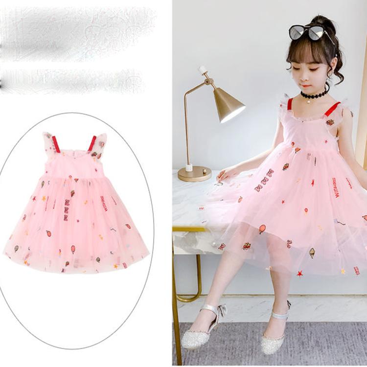 Children Dress Spring Summer Kids Clothing Sling Girls Yarn Skirt Sleeveless Princess Dress Girl 4 13 Years