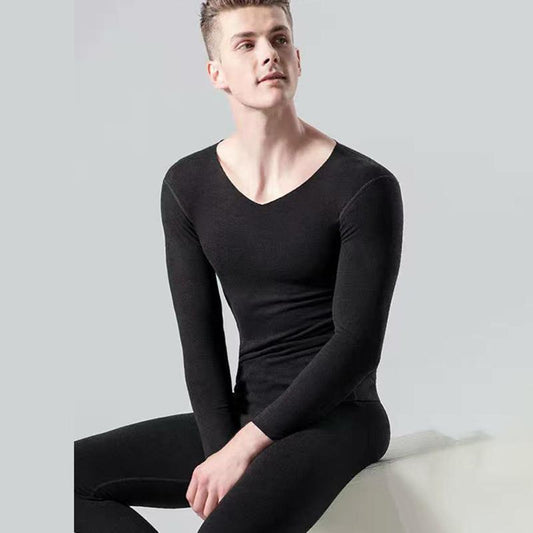 Men Winter Thermal Underwear O-neck Autumn Clothes Tight Suit Thicken Windproof Comfortable Soft Lining Long Sleeve Wearable Versatile Spring Pajamas