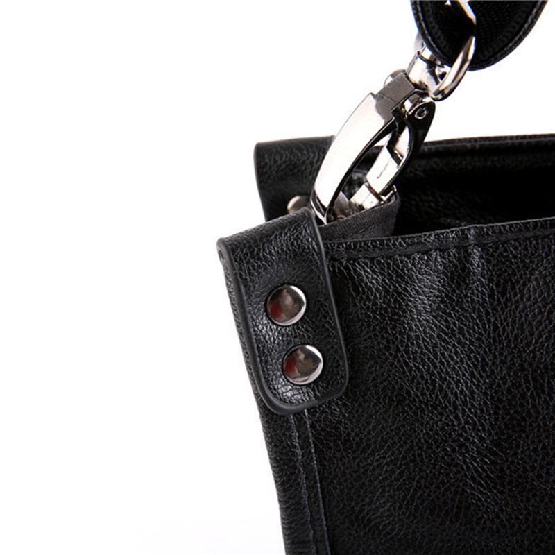 Fashion Business Briefcase Men Leather Black Dark Buckle Shaped Handbag Shoulder Bags Computer Bag