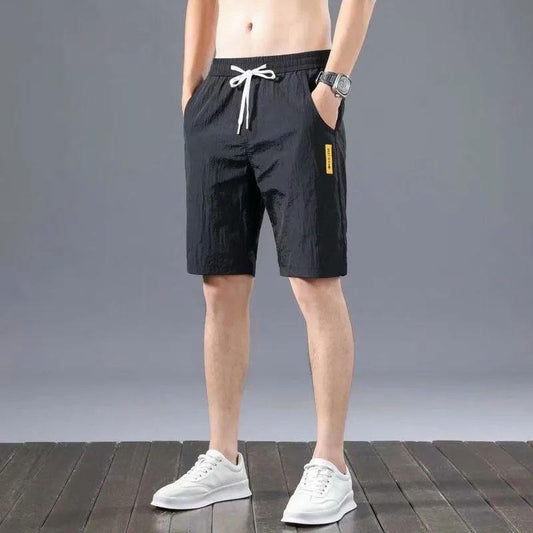 Men's Large Size Spring and Summer Breathable Ice Silk Casual Shorts Straight Tube All-match Cool Five-point Pants Sports Loose Beach Pants