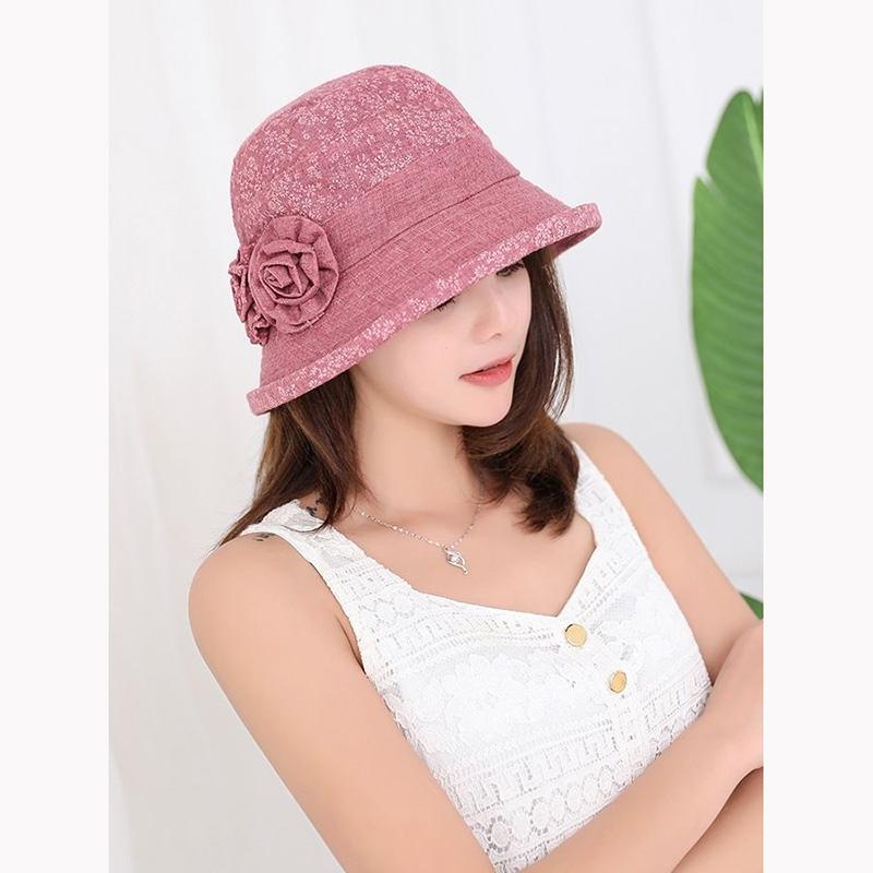 Women's Flower Cotton Cap Foldable Spring Summer Fisherman Hat All Match Floral Cloth Cap Windshield Sun Hat Elegant Pot Cap