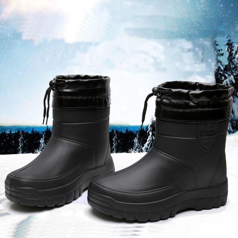 Ultra-light Foam Rain Boots Plus Velvet High-top Snow Boots Waterproof Food Boots One-piece Thickened Non-slip Water Shoes