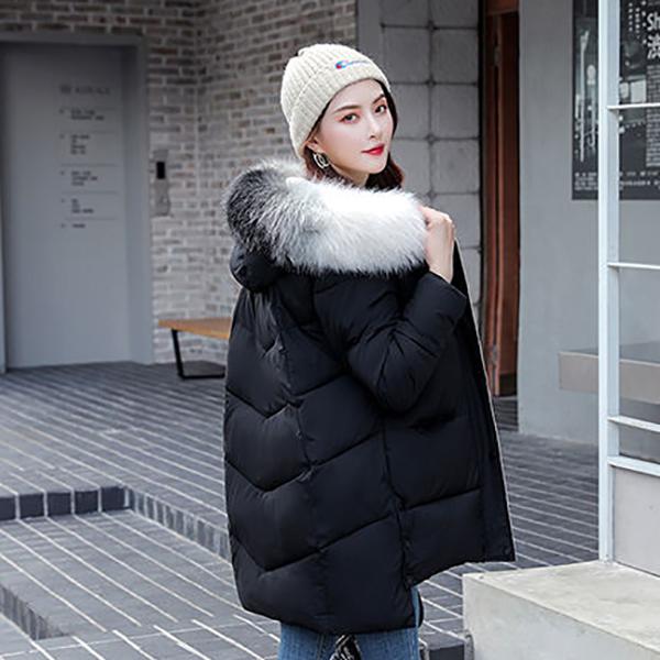 Women's Mid-length Down Cotton Jacket Winter Simple Loose Padded Bread Jacket Student Cotton All-match Parker Clothing