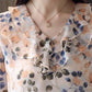 Women's Summer Short Sleeve Chiffon Shirt Printed Loose Large Size Shirt Top