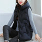 Autumn Winter Sleeveless Fashion Padded Jacket Loose Casual Slim Fit Warm Short Plus Size Hooded Waistcoat Vest Vest Thick Padded Jacket Women Outwear