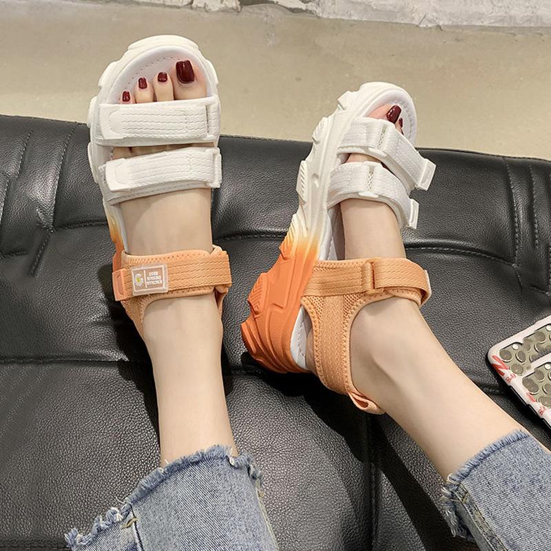 Sports Sandals Women's Casual Outer Wear Net Red Flat All-match Light and Comfortable Sports Sandals Gradient Sweet Chrysanthemum