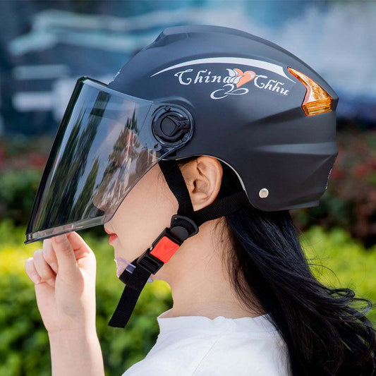 Motorcycle Electric Helmet Spring and Summer Men's and Women's Cycling Helmets Four Seasons Sunscreen Half Helmet Battery Car Helmet