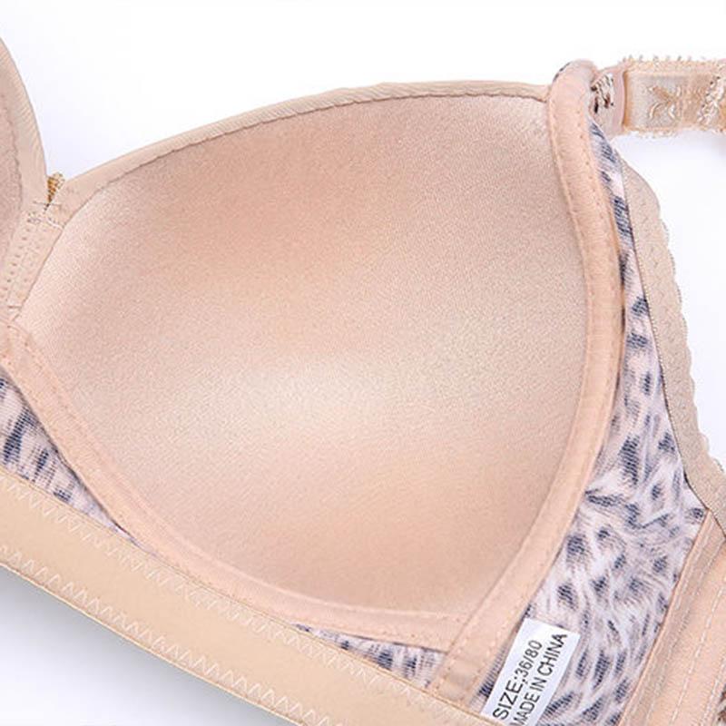 Sexy Leopard Upper Support Anti-sagging Paired Breasts Large Size Thin Section No Steel Ring Full Cup Comfortable Beautiful Back Underwear Bra