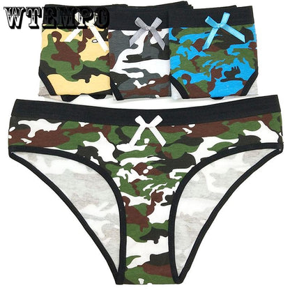 WTEMPO 6 Pcs/Lot  Sexy Panties Briefs Cotton Woman Underwear Ladies Knickers Low-Waist Camouflage