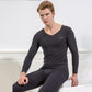 Men Winter Thermal Underwear V-neck Autumn Tight Suit Windproof Comfortable Soft Lining Long Sleeve High Elasticity Slim Tracksuit Wearable Versatile