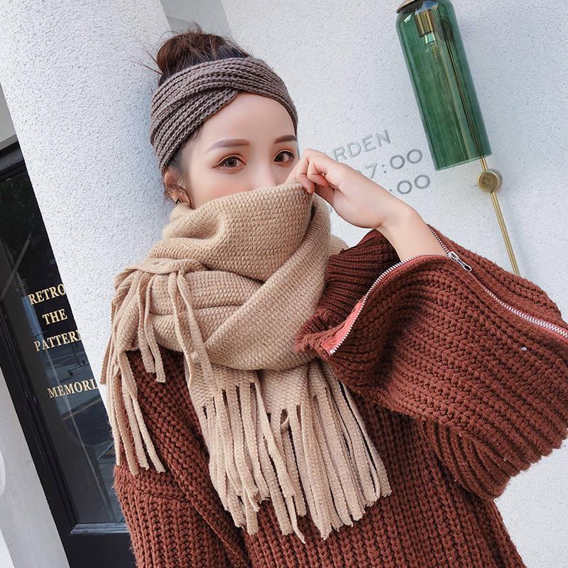 Scarf Knitted Autumn Winter Female Warm Scarf Women Girls Tassel Scarf Wool Scarf Shawl