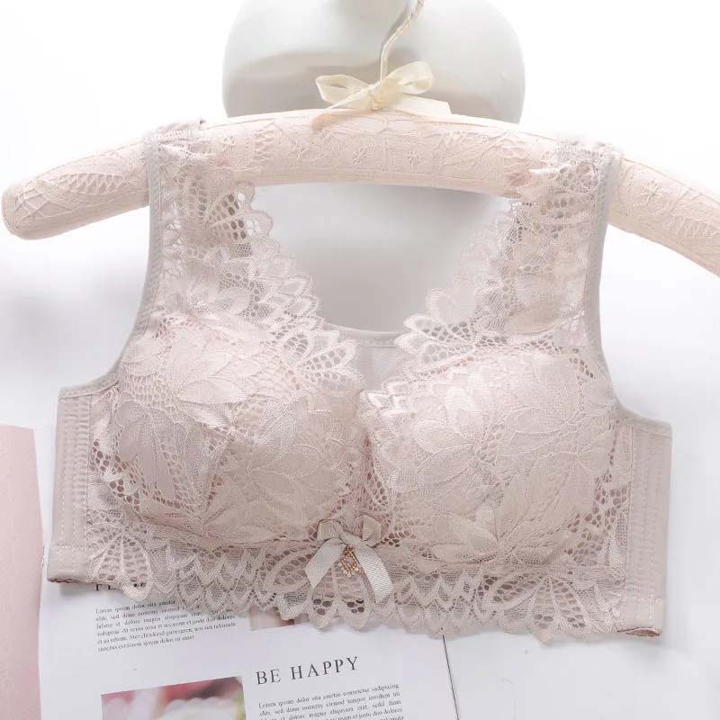 Thin Large Size No Steel Rings Underwear Anti-sagging Receiving Side Breast Beauty Back Anti-shine Vest Bra Gathering Breathable Cotton Bra