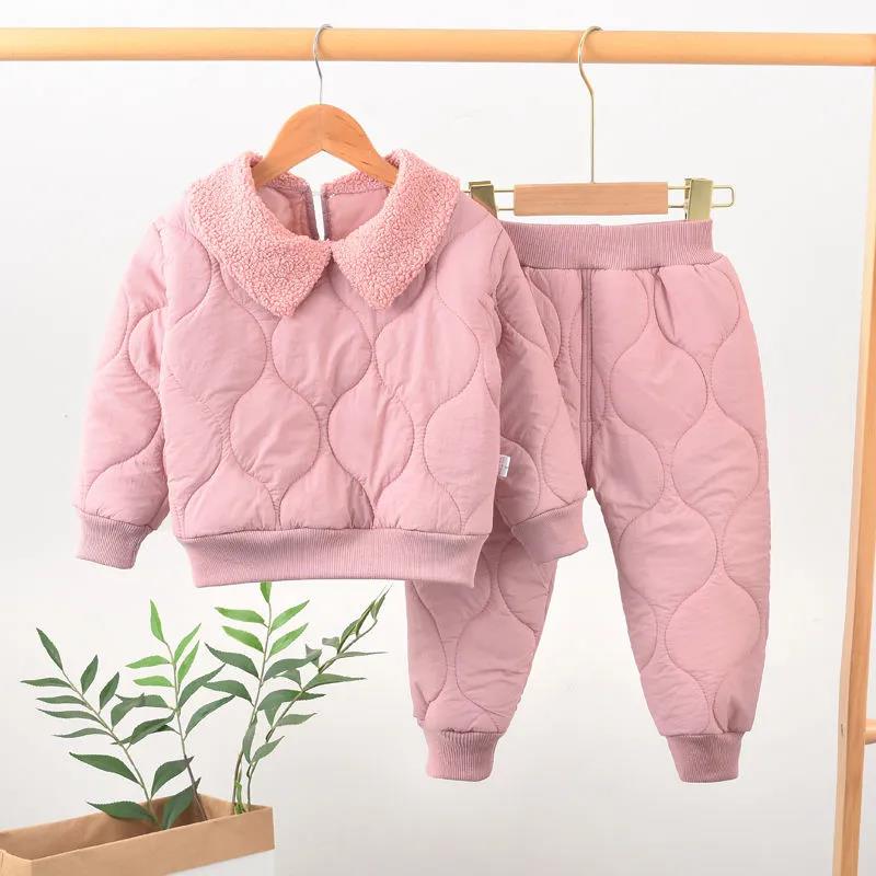 Children's Cotton Suit Autumn and Winter Children's Fashion Children's Clothing Men and Women Baby Quilted Two-piece Suit