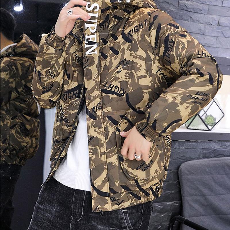 Fashion Men's Parker Jacket Winter Thicken Warm Camouflage Trend Brand Hooded Cotton Jack Loose Men's Cotton Jack