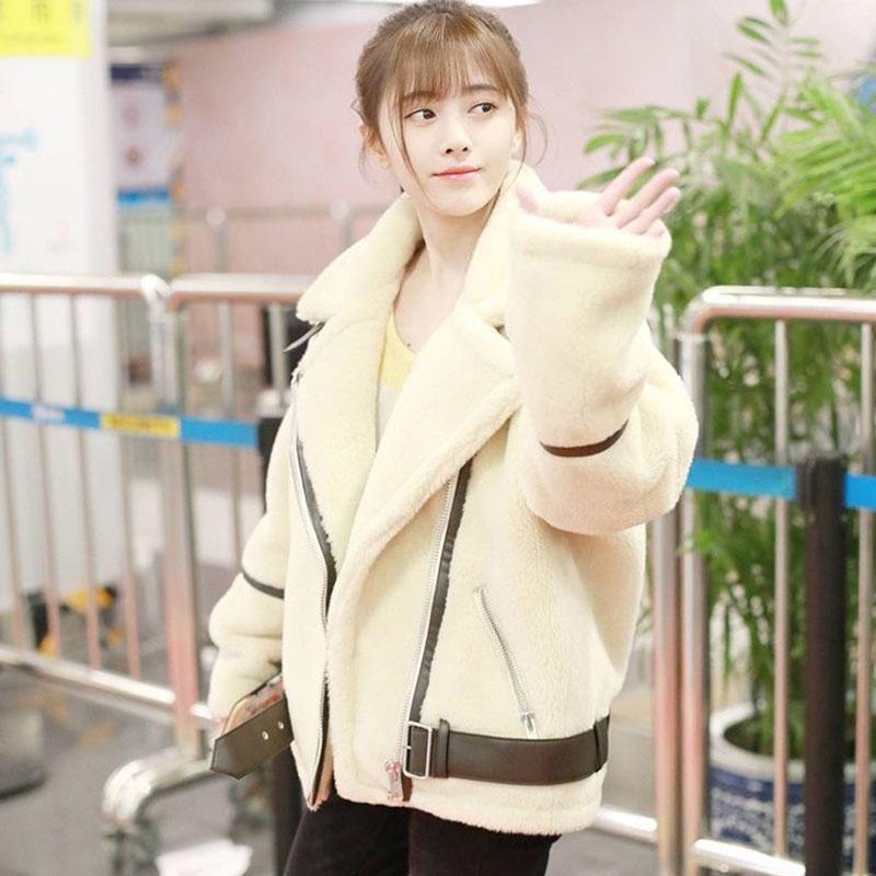 Plush Thick Lamb Wool Women's Jacket Winter Wild New Plush Motorcycle Fried Street Jacket