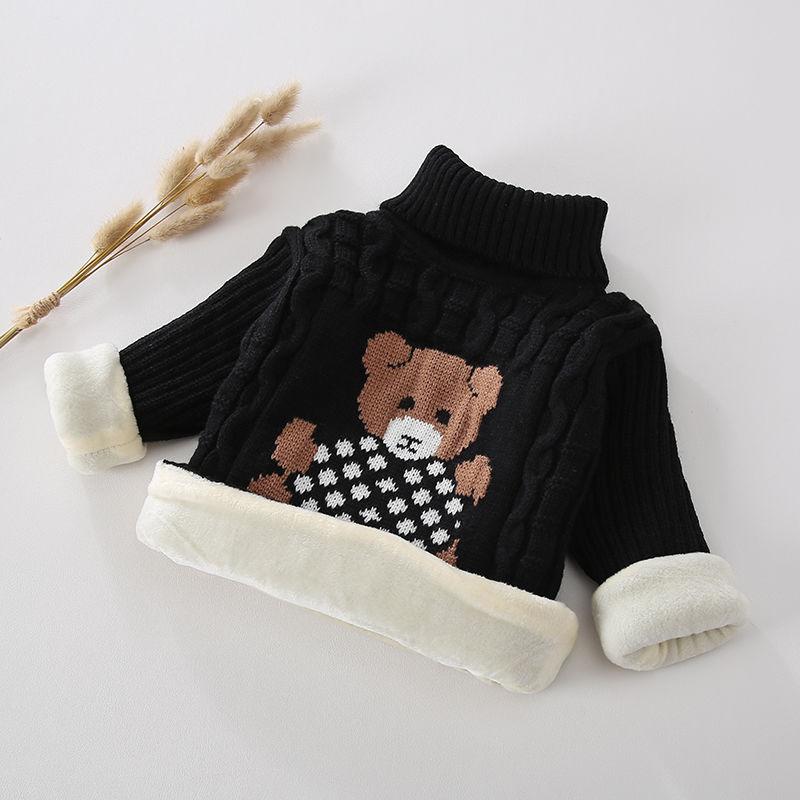 Children's Sweater Autumn and Winter Children's Clothing Plus Velvet Warm Knit Sweater Boys and Girls Sweater Pullover Bottoming Shirt