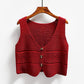 V-neck Loose Openwork Sweater Waistcoat Crocheted Waistcoat All-match Sleeveless Sweater Women Short