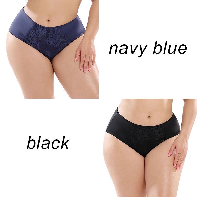 2PCS Plus Size Ladies Panties Sexy High Waist Briefs Fat Ladies Lace Panties L-5XL