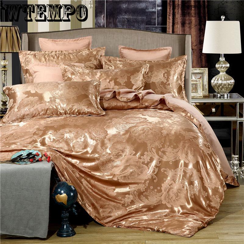 Tencel Embroidery Bedding Set Jacquard Duvet Cover Bed sheet Pillowcase Bed Linen Queen