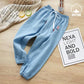 Boys and Girls Same Style Tencel Jeans, Big Children's Casual Pants, Nine-point Pants, Children's Mosquito Pants, Thin Section