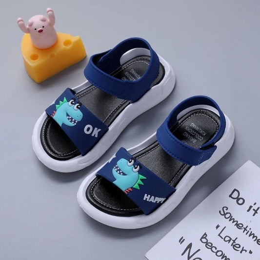 Boy's Sandals Summer Soft Sole Wear-resistant Outdoor Light Sandals Big Boys Anti-slip Flat Casual Cartoon Cool Shoes