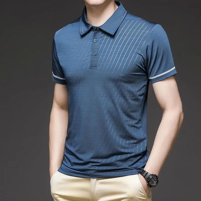 Ice Silk Summer Breathable Top Men's Business Casual Business Travel Quick-drying Short-sleeved T-shirt