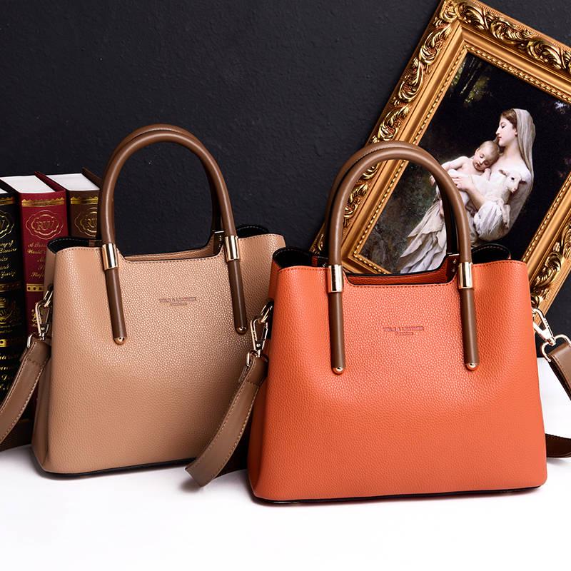 Female Bag Leather Texture Handbag Fashion All-match Messenger Bag Middle-aged European and American Ladies Bag