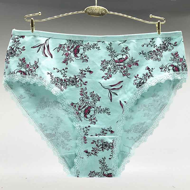 6 Pieces/lot of Large Size Women's Printed Floral Underwear Cotton Underwear Panties