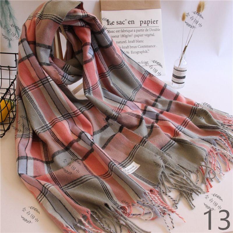 Winter Women Scarf Plaid Warm Cashmere Scarves Shawls Female Pashmina Scarf Lady Blanket Wraps