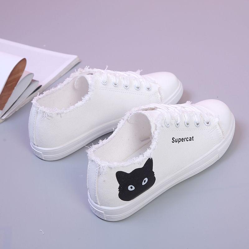 Summer student lazy shoes flat bottom shoes casual canvas shoes small white shoes