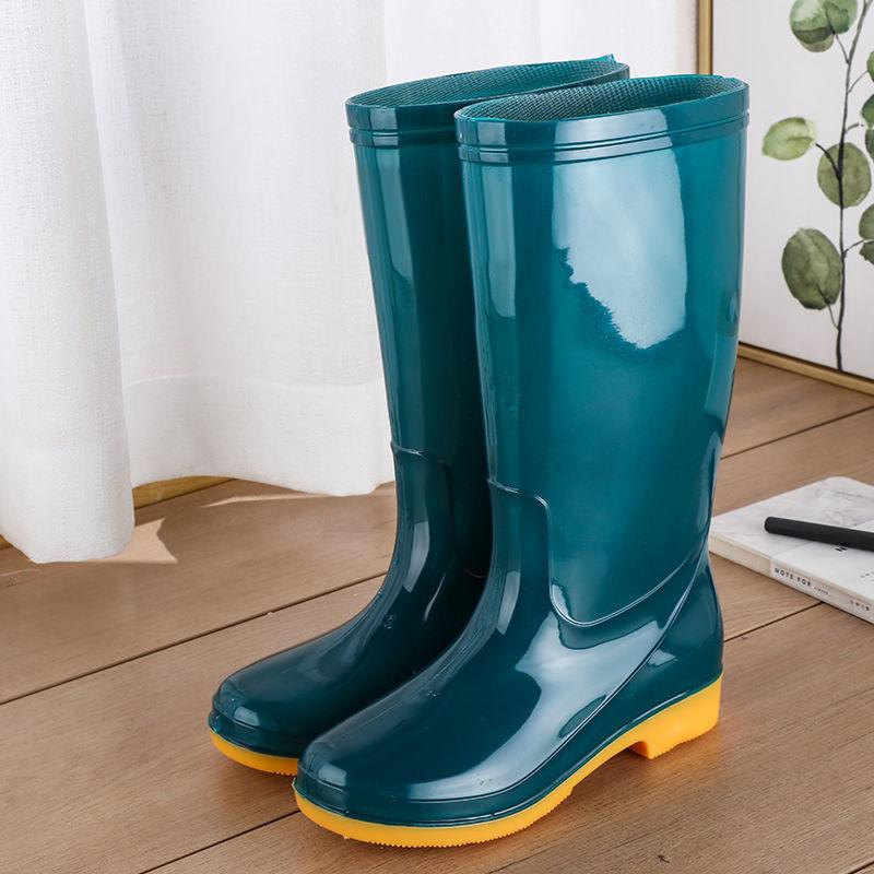 Ladies Four Seasons Water Shoes Solid Color Long-tube Rubber Shoes Waterproof Non-slip Women's Rain Boots