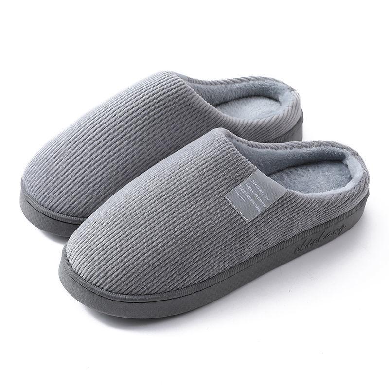 Women Autumn and Winter Cotton Slippers Indoor Non-slip Soft Bottom Warmth Month Shoes Simple Plush Half-pack with Floor Mop