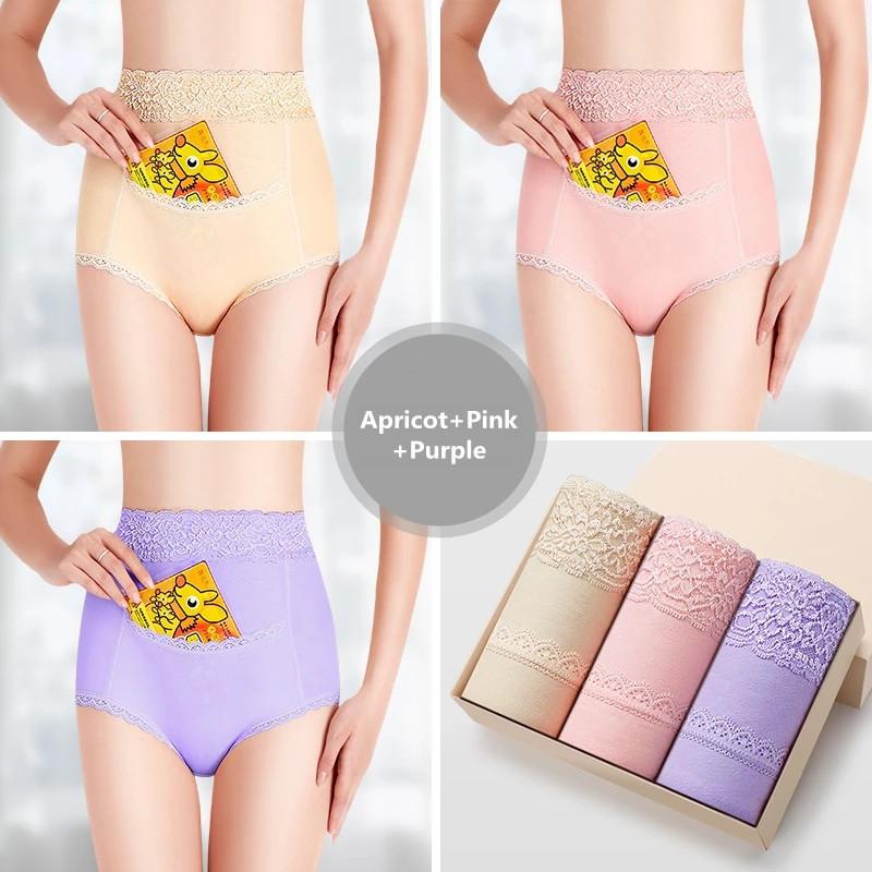 3 PCS Women's Antibacterial High Waist Menstrual Period Underwear Female Pure Cotton Body Shaping Abdomen Buttocks Anti-side Leakage Breathable Briefs