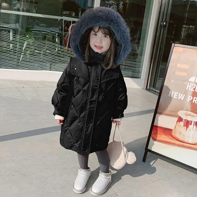 Girls Mid-length Warm Down Padded Jacket Loose Thick Windproof Autumn and Winter Clothes