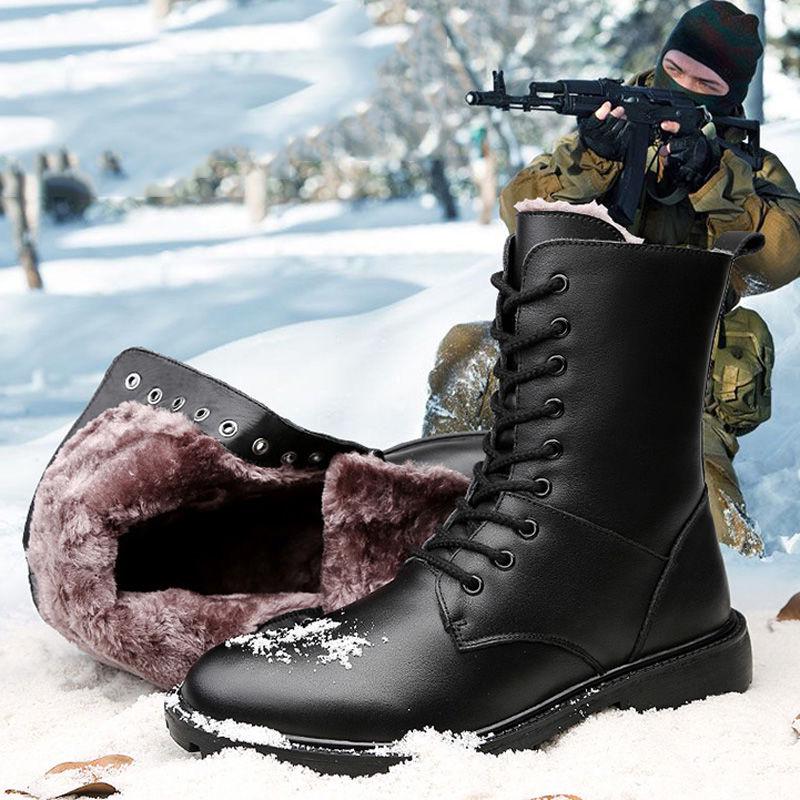 Winter Plush Warm Cotton Shoes Men's Motorcycle Boots Male Martin Boots Men's Military Boots