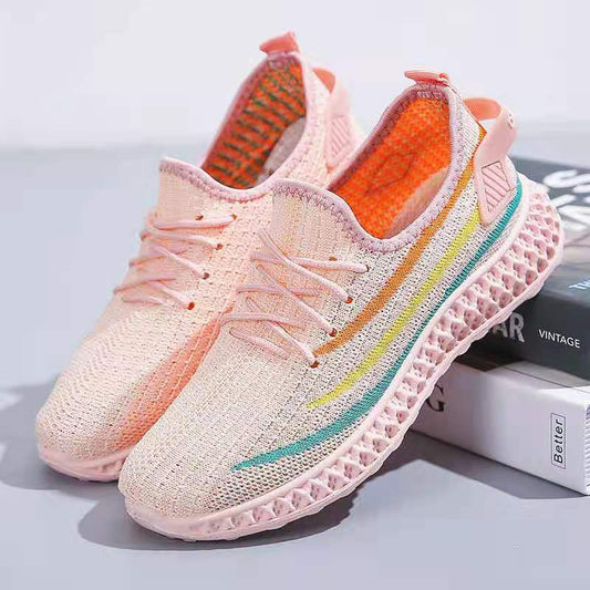 Women's Breathable Sports Shoes Mesh Casual Shoes Female Soft Sole Lightweight Shoes Non Slip Versatile Flying Sneakers