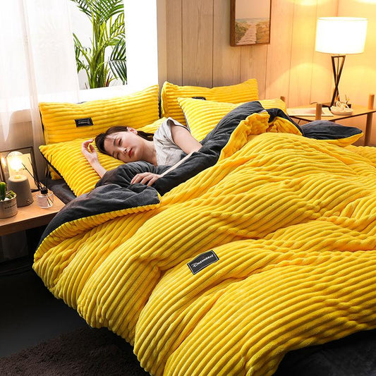 Coral Fleece One-piece Duvet Cover Winter Double-sided Flannel Flannel Student Dormitory Single Duvet Cover