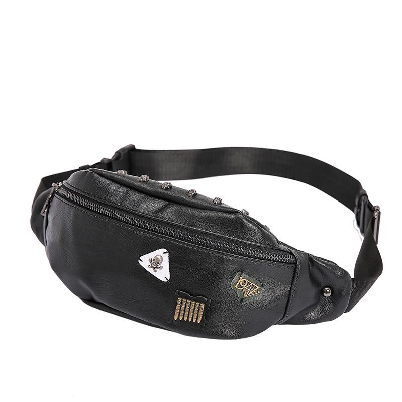 Waist Bag Men's Pu Large Capacity Mobile Phone Shoulder Bag Outdoor Riding Sports Messenger Bag