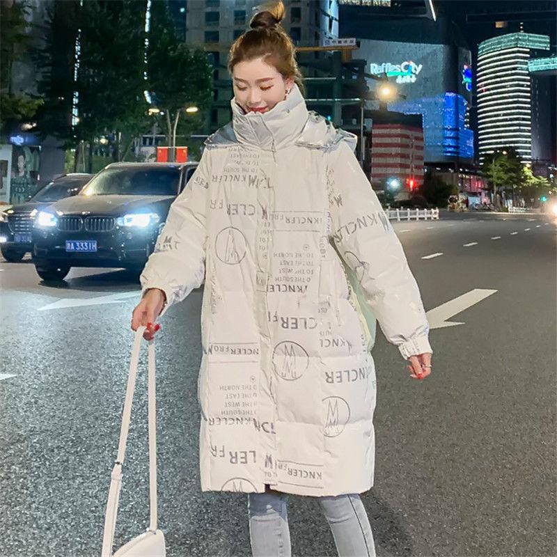 Loose Stand-up Collar Hooded Over The Knee Large Size Mid-length Bread Coat Cotton-padded Jacket Women Winter Thick Large Size Loose Jacket