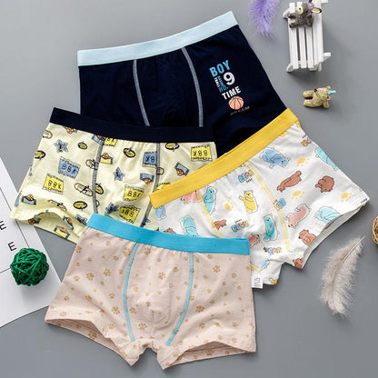 4 PCS/Lot Cotton Boys Boxers Shorts Children Underwear Cartoon Child Boxers Kids Underpants Elastic Soft Panties for Boy 2-15Yrs