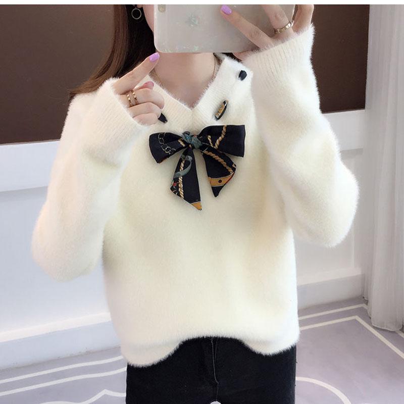 Autumn and Winter Mohair Jacket Fashion Thick Loose Top Casual Style Women Sweater