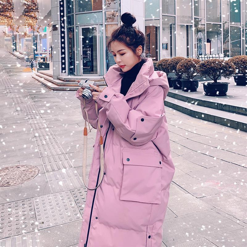 Winter Bakery Clothes Hooded Stand-up Collar Women's Mid-length Loose Winter Down Coat Padded Coat Winter Warmth Padded Coat