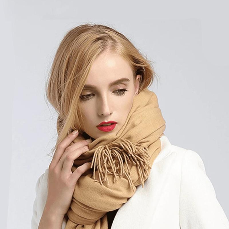 Scarves Women Cashmere Scarf Solid Thick Warm casual Winter Scarves for Ladies Hijabs Pashmina Shawls Wraps Tassel Female Echarpe 2021