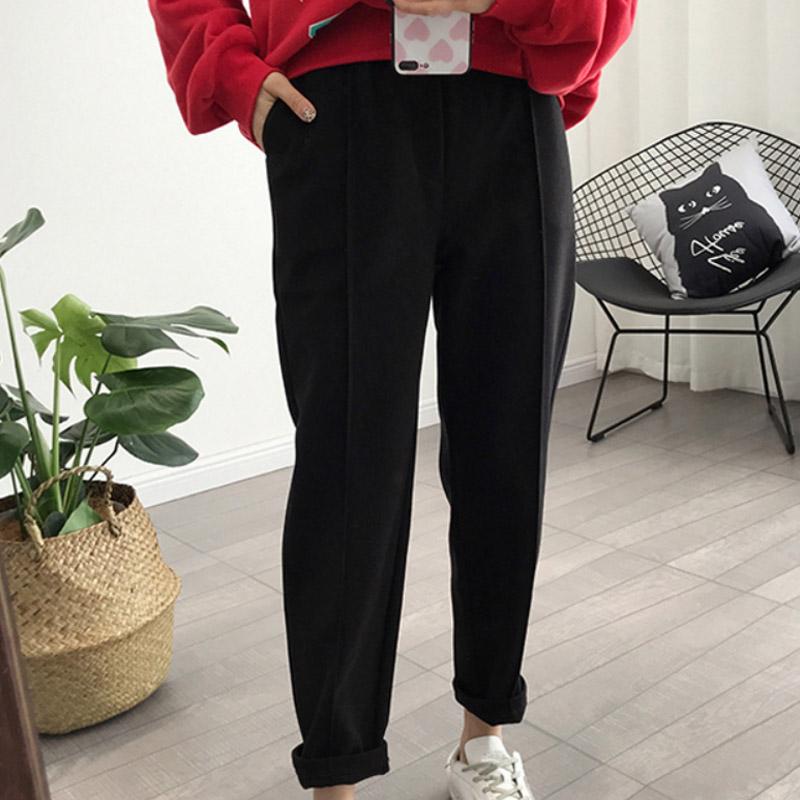 Plush Thick Woolen Casual Pants Women's Autumn and Winter Korean Version of The Wild Trend Loose High Waist Fashion Nine-point Harem Pants