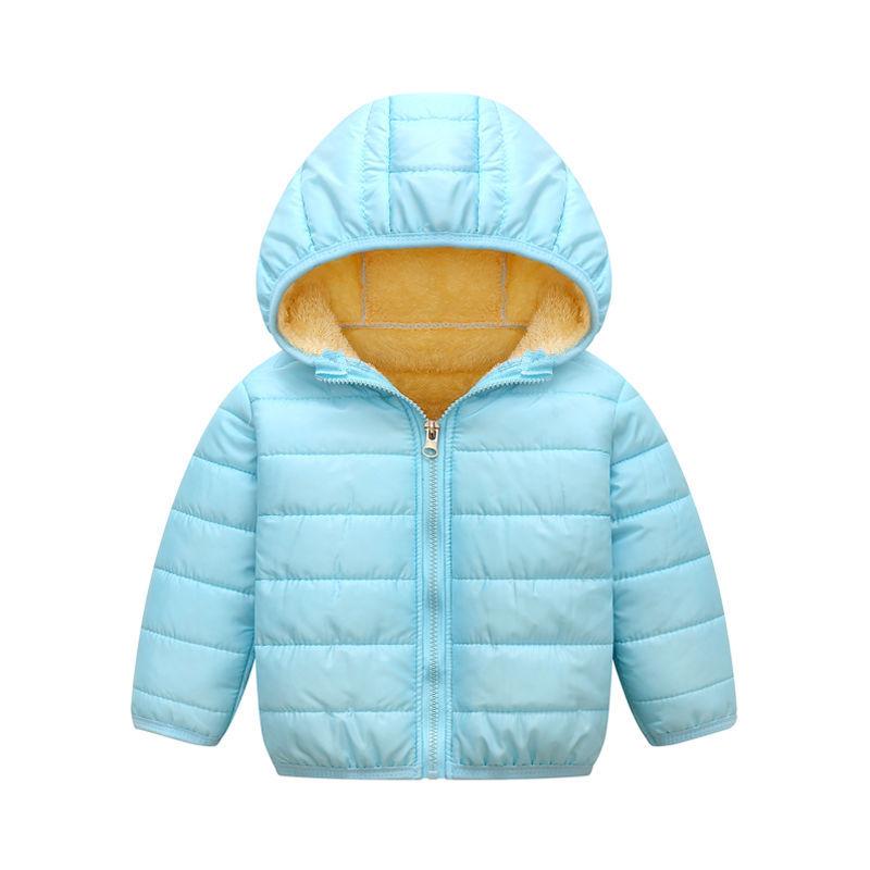 Children's Warm and Windproof Down Cotton Jacket Short Girl Plus Cashmere Coat Lamb Wool