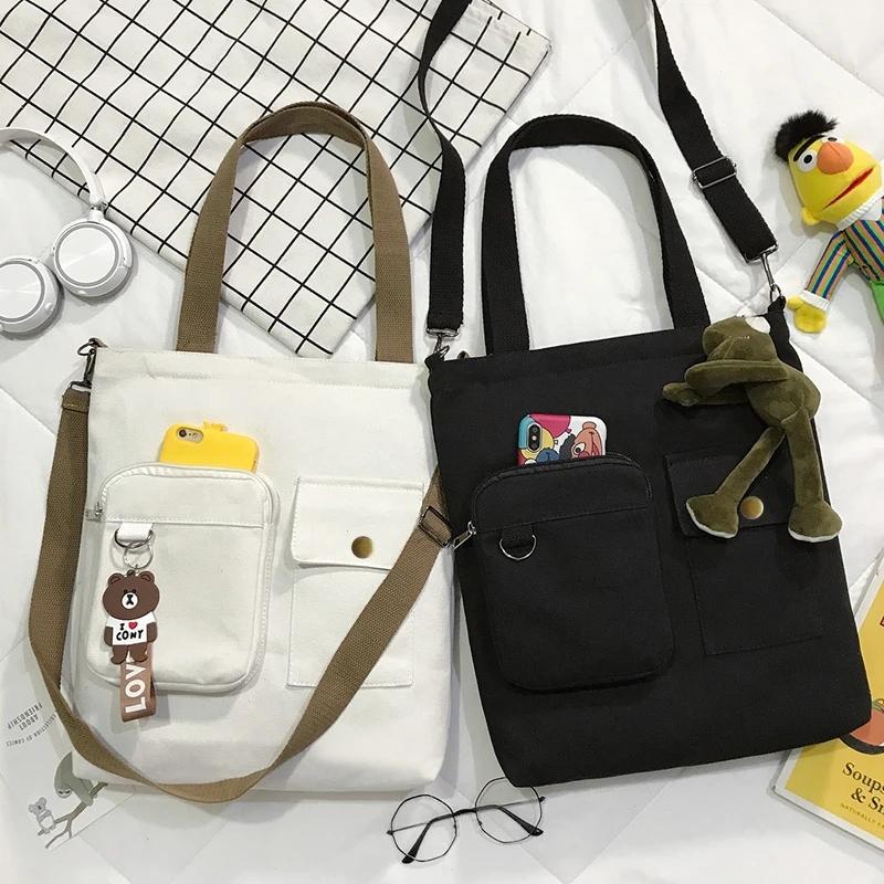 Canvas Bag Female Student Shoulder Bag Female Bag Korean Messenger Bag Handbag Large Capacity Tote Bag